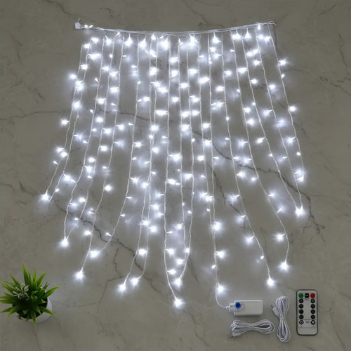 Cortinas Serie Luces 300 Led Decorativas Usb 8 Modelo 3x3m 12