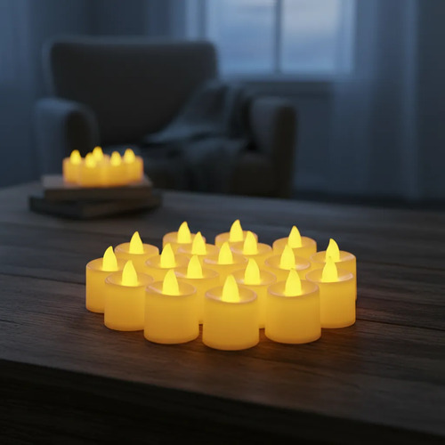 Pack 24 Velas A Pila De Led Con Efecto Llama Dorado Vela 20
