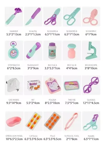 Set Juguetes Medico Doctor Niños Infantil Con Luz Y Sonido Multicolor (celeste, Morado, Rosa, Blanco) 15
