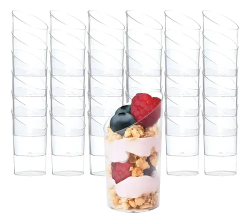 X100 Vasos Plasticos Set De Vasos Shot Postres Pocillo Desec Trasparente 5