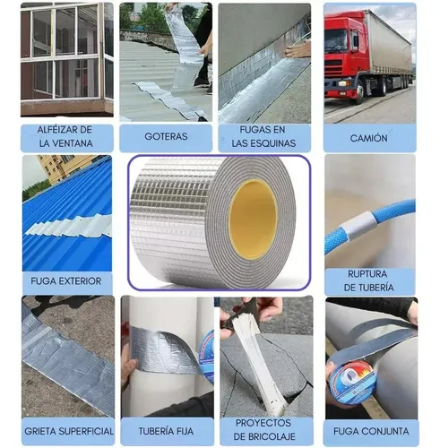 Cinta Sellador Butilo Techo Gotera Impermeable 100mm X 10m Plata 13