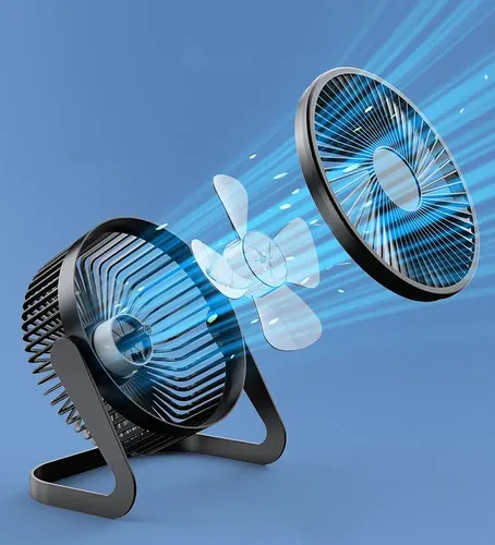Ventilador Escritorio Usb Mini Fan Ajustable Silencioso 14 Cm Negro Plata 4 19