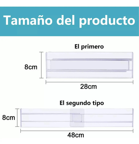 6 Pzs Separadores De Cajones Organizador Ajustable 28-48cm Blanco 2