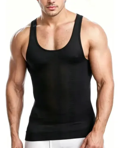 Faja Polera Reductora Camiseta Reductora Hombre Compresion Talla L Negro/blanco