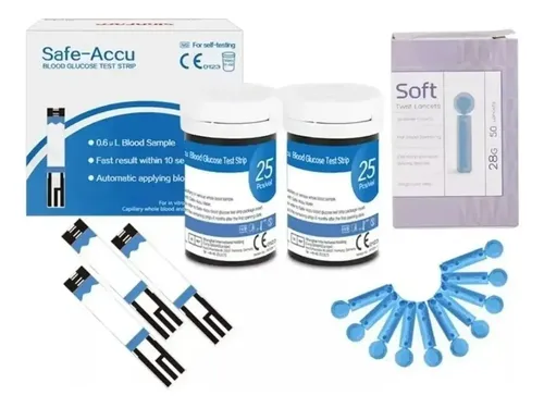 50 Tiras Reactivas Glucosa Glicemia Safe Accu Envio Gratis Blanco 12