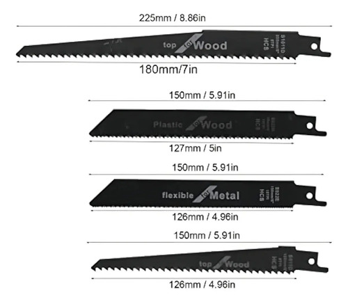 Set 4 Hojas Para Sierra Sable 9'' 225mm Madera Universal 6