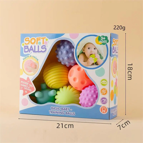 Soft Balls 6 Pelotas Sensoriales Texturizadas Para Bebes 8
