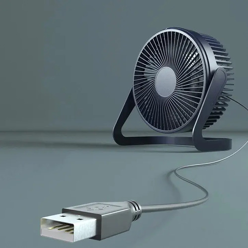 Ventilador Escritorio Usb Mini Fan Ajustable Silencioso 14 Cm Negro Plata 4 9