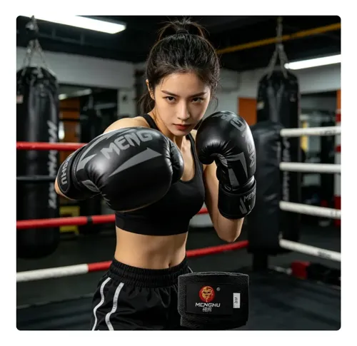 Guantes De Boxeo Profesional De Alta Calidad Con Velcro 14oz Negro 11