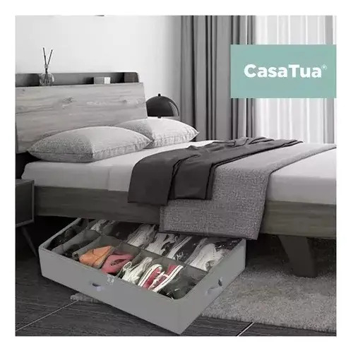 Organizador Zapatos Bajo Cama Almacenamiento Zapatero Set X1 Gris 7