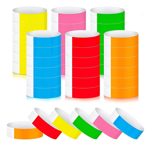 600 Un Pulseras Tyvek De Papel 6 Colores De Eventos Fiestas Multicolor 19
