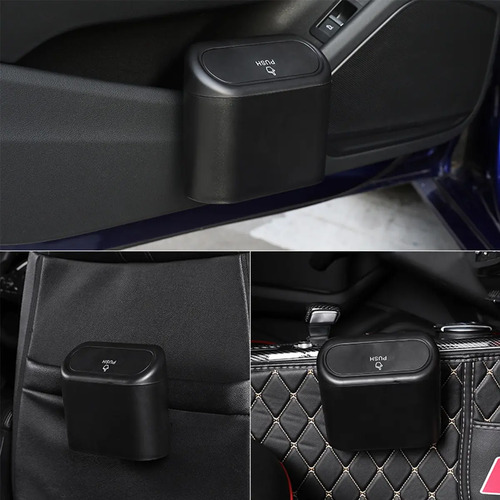 Basurero Para Auto Portatil Universal 1 Litro Negro 13