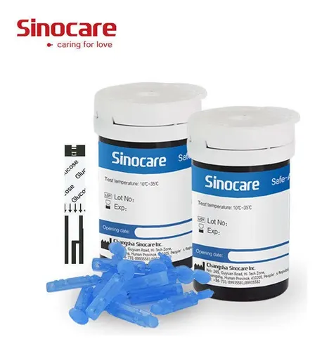 100 Tiras Reactivas Y 100 Lancetas Sinocare Safe Accu Color Azul Acero 4