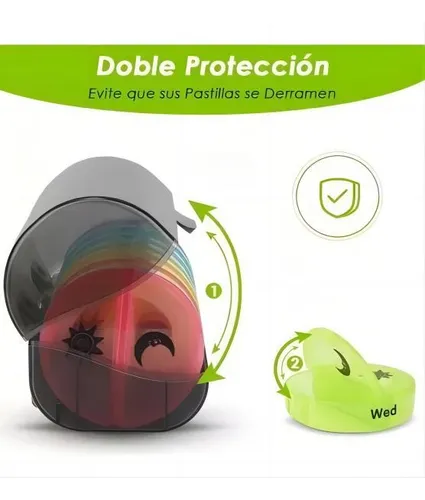 Pastillero Semanal Organizador Portátil 2 Tomas 7 Dias Color 17