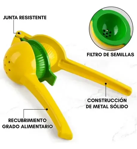 Exprimidor Manual Doble Mango Acero 2-en-1 Cocina Amarillo 20