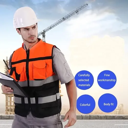 Chaleco Geólogo Ingeniero Reflectante Bolsillos Premium Naranja Y Negro Xl175 Xl 3
