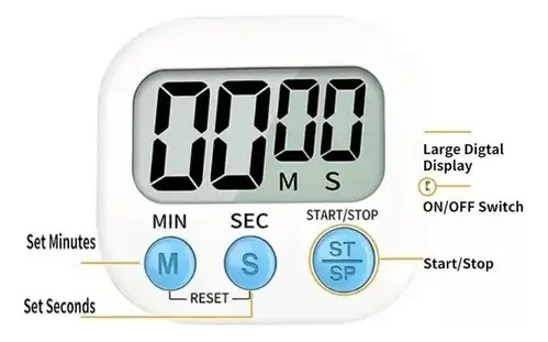Temporizador Cronómetro Digital Para Cocina Blanco Despertador 3