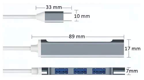 Adaptador Extension Hub Type Tipo C A 4 Puertos Usb3.0 5gbsp Plateado 14