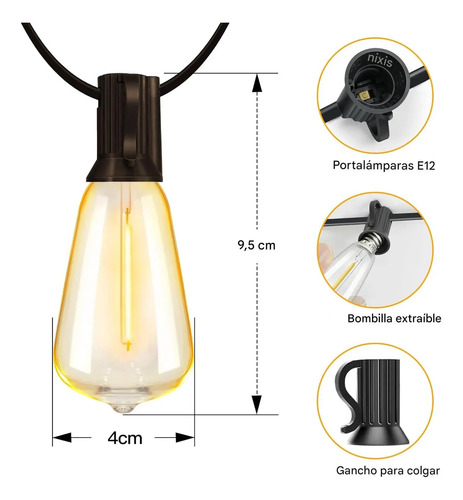 Cadena De 25 Luces De 15 M Que Se Puede Conectar En Serie Blanco Cálido 11