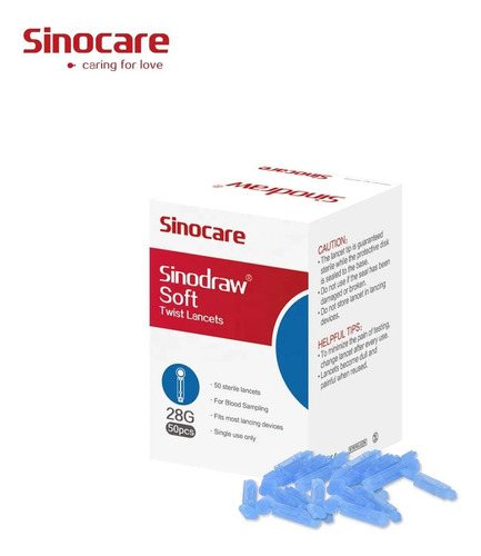 100 Tiras Reactivas Y 100 Lancetas Sinocare Safe Accu Color Azul Acero 6
