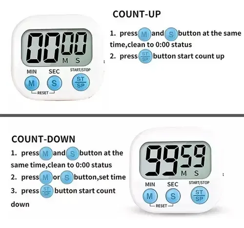 Temporizador Cronómetro Digital Para Cocina Blanco Despertador 4