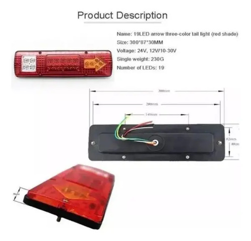 Kit Foco Led Trasero 12v Camion Tricimoto Remolque Arrastre Derecho Rojo 6