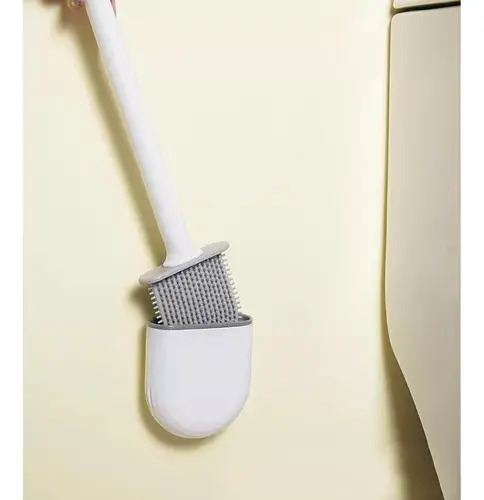Escobilla De Baño Cepillo Punta Flexible Silicona Gris 12