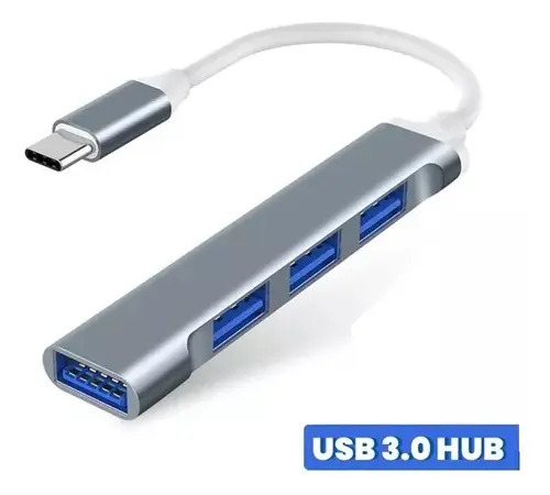 Adaptador Extension Hub Type Tipo C A 4 Puertos Usb3.0 5gbsp Plateado 7