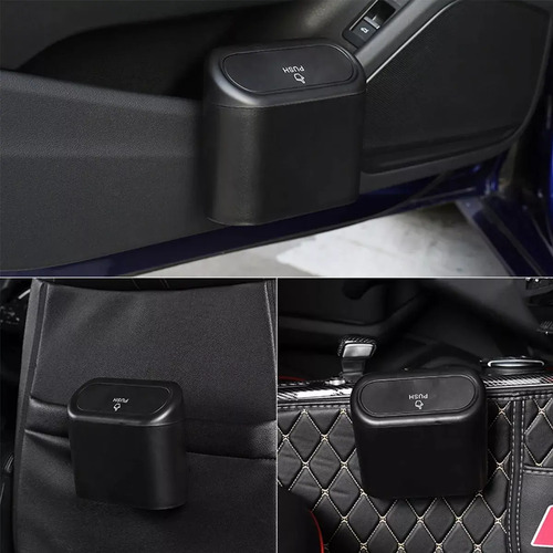 Basurero Para Auto Portatil Universal 1 Litro Negro 13