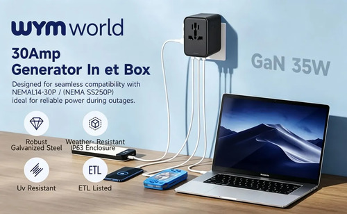Enchufe Adaptador Viaje Universal En Uno 4 In 1 Gan 35w 4