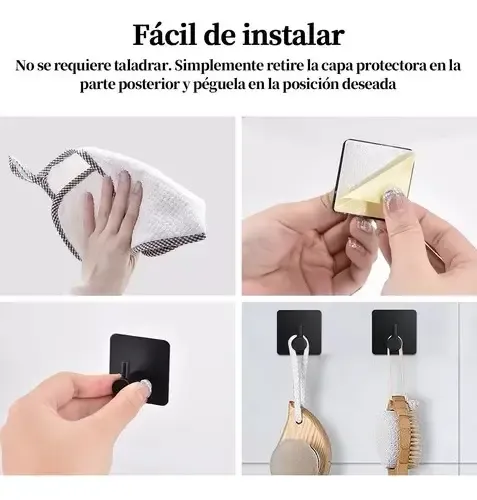 Ganchos Adhesivos Impermeables De Acero Inoxidable 5 Uds. Negro 8