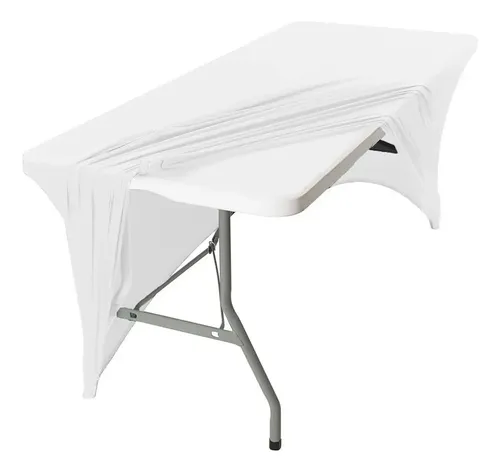 Mantel Spandex Blanco Rectangular 180x75 Cm Para Eventos Lavable Liso 7