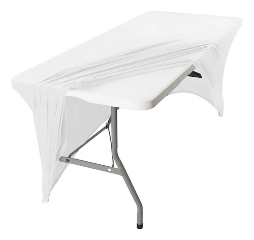 Mantel Spandex Blanco Rectangular 180x75 Cm Para Eventos Lavable Liso 20