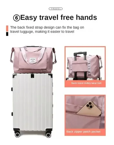 Bolsa Gran Capacidad Para Viajes Hombres Y Mujeres, Deportes Color Negro Lisa 14