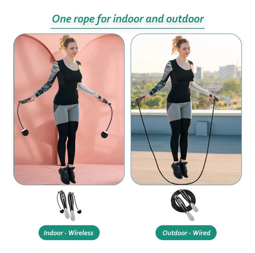 Cuerda De Salto Hota 2 En 1 Ajustable Con Contador Negro 6