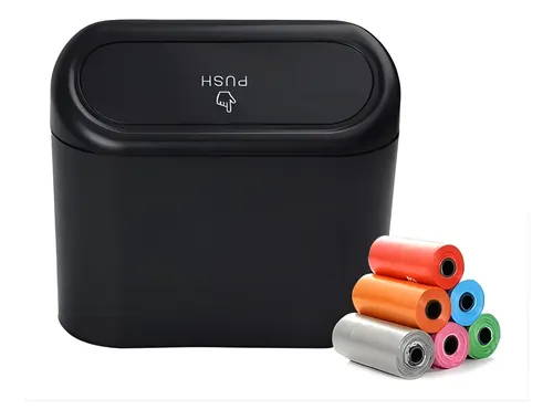 Basurero Para Auto Portatil Universal 1 Litro Negro 15