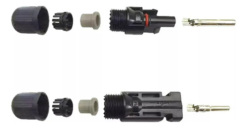 Conector Mc4 Macho Hembra Negro Hota Pack 10 Pares 1000v 30a Ip67 12