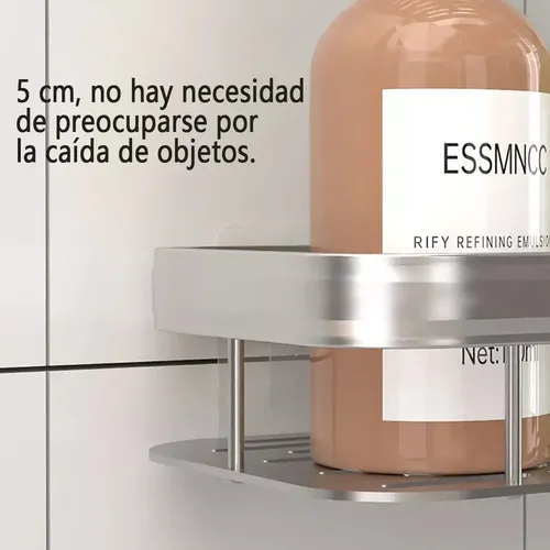 Organizador De Ducha Set X3 Repisa Baño Adhesivo Plateado 10