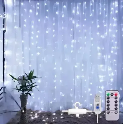 Cortinas Serie Luces 300 Led Decorativas Usb 8 Modelo 3x3m 11