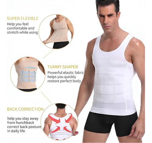 Faja Polera Reductora Camiseta Reductora Hombre Compresion Talla L Negro/blanco 7