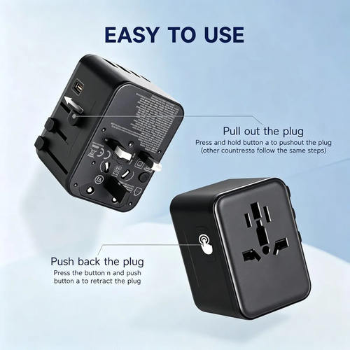 Enchufe Adaptador Viaje Universal En Uno 4 In 1 Gan 35w 9