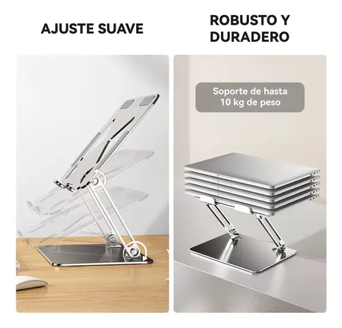 Soporte Base Alzador Notebook Laptop Mac Plegable Ajustable Negro 4