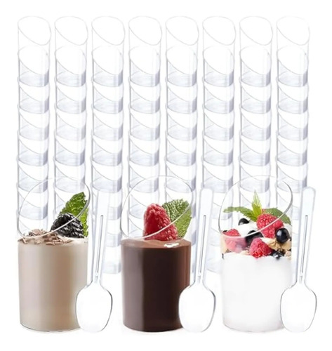 X100 Vasos Plasticos Set De Vasos Shot Postres Pocillo Desec Trasparente 11