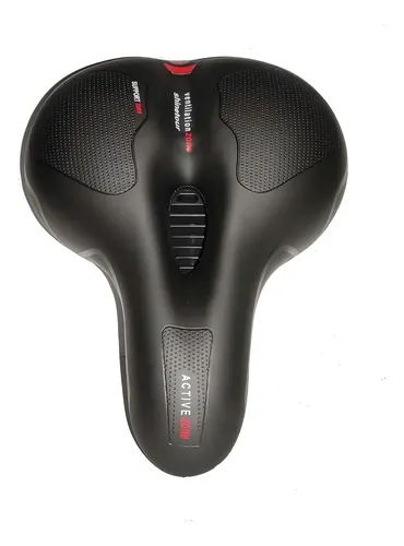 Sillin Bicicleta Antiprostático Cómodo Amplio Reflectante Negro 26 Cm 20.6 Cm 6