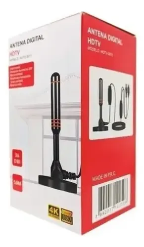 Antena Tv Digital Interior Hd Amplificada Por Usb 10m Negro 20