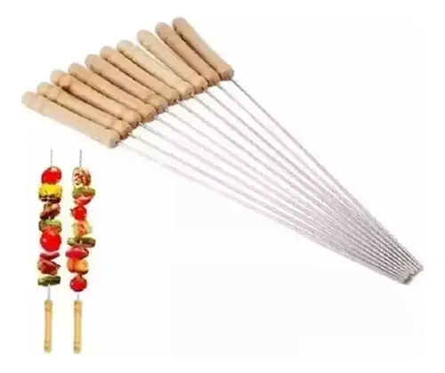 12 Brochetas Pinchos Anticucho Acero Barbacoa Parrilla Asado 7