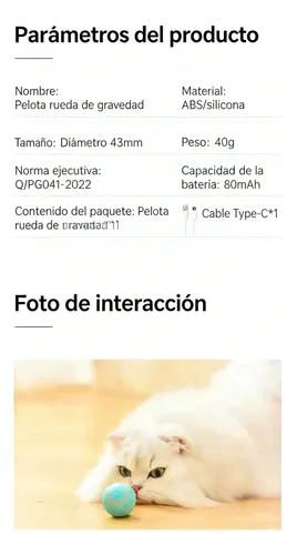 Pet Gravity Juguete Gato Bola Interactivo Inteligente Recarg Azul 2