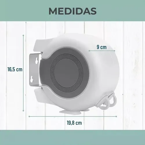 Tendedero Retractil Colgador Ropa Pared Doble Linea Color Blanco 20