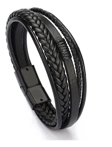 Pulsera Brazalete Cuero Hombre O Mujer Con Cierre Magnético 21 Cm