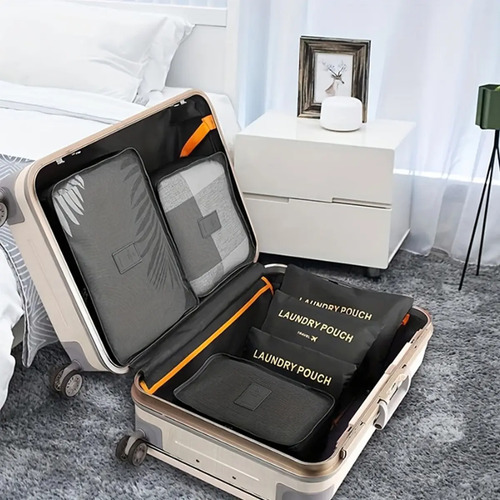 Set 6 Organizadores De Equipaje De Viaje Bolsa Ropa Interior Color Negro 3